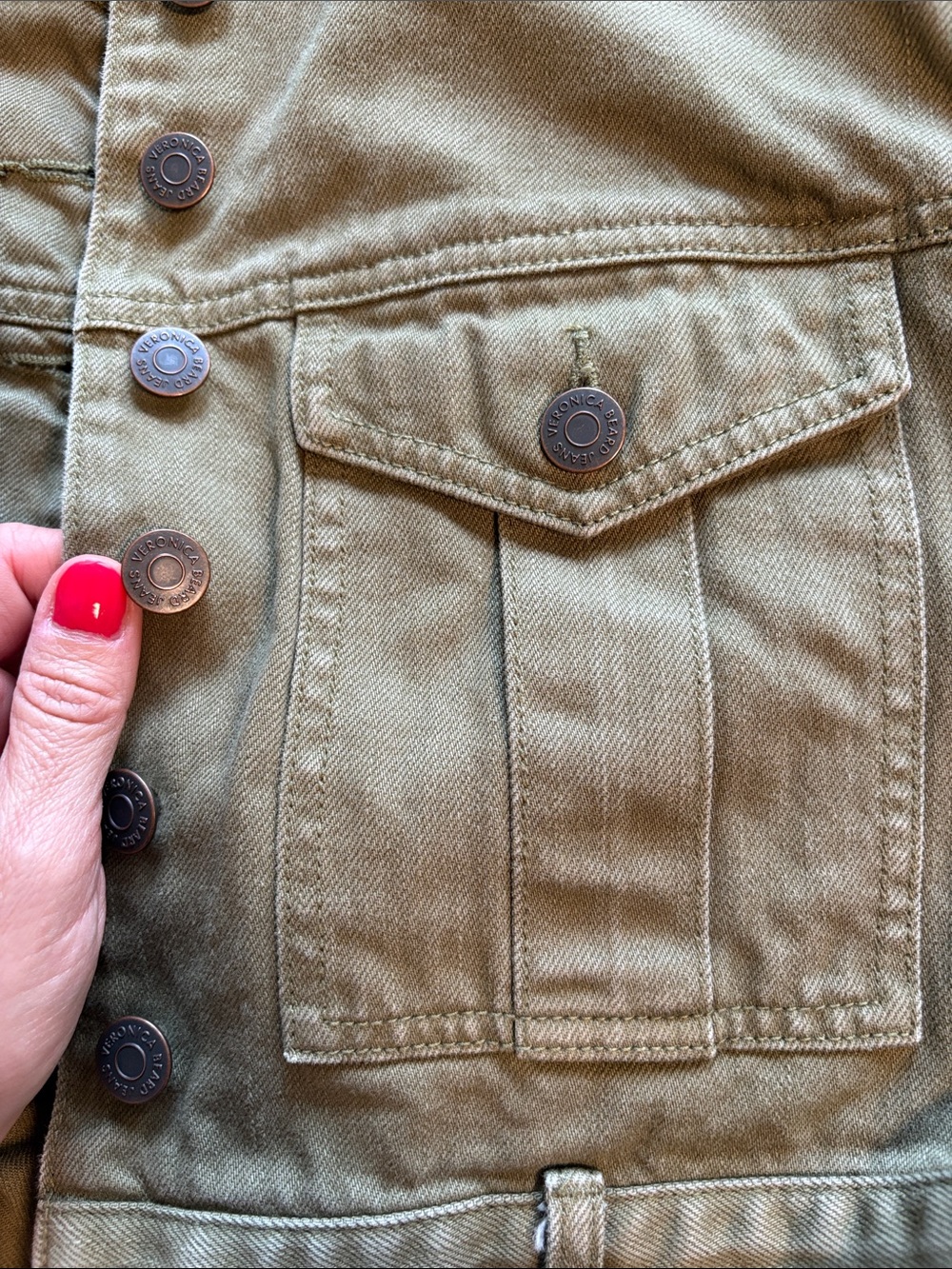 Veronica Beard Army Green Denim Jacket - Picture 5 of 8